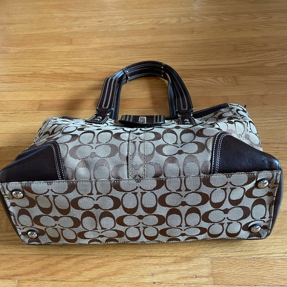 Coach Hampton Canvas Handbag 15”L x 9”H x 5”W Beige with Dark Brown Acce… - Picture 2 of 11